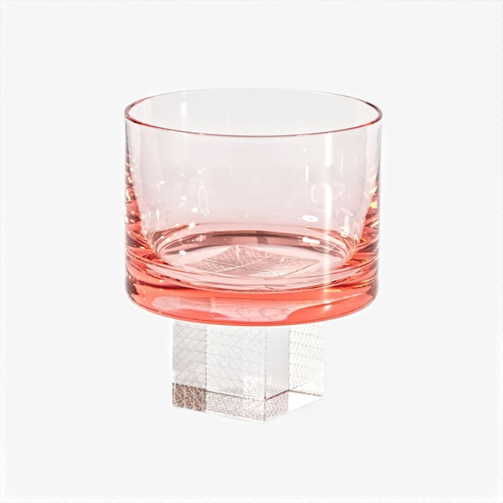 Růžová sklenice na whisky Cube - Lukáš Houdek