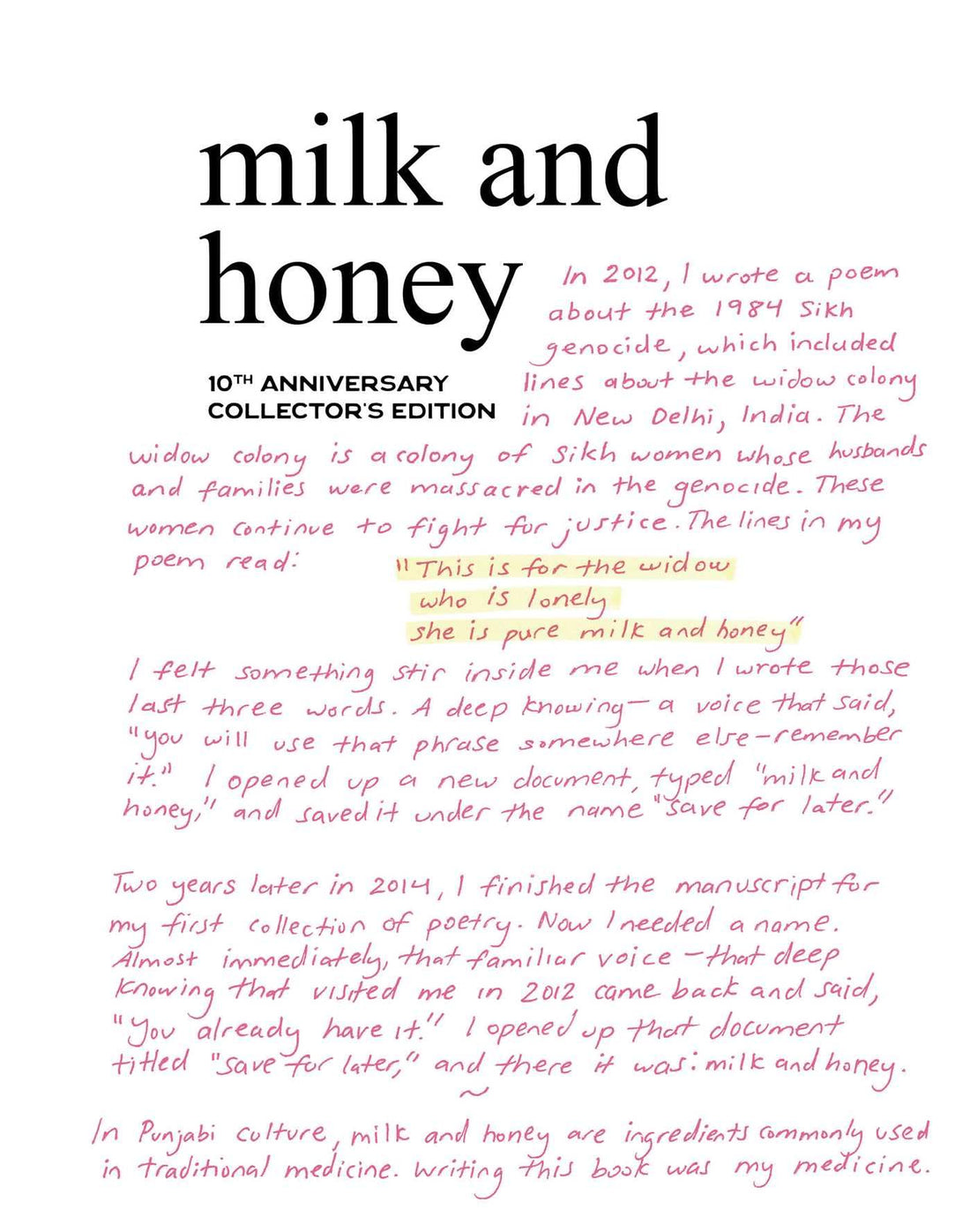 Milk and Honey - Rupi Kaur (10th Anniversary Collector´s Edition)