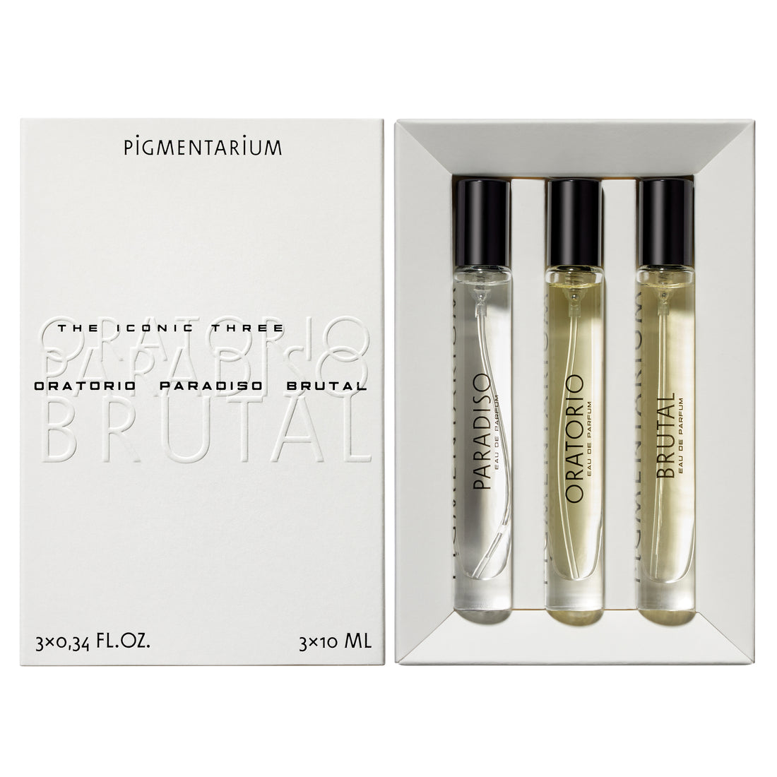 Pigmentarium "The Iconic Three" set tří parfémů (Paradiso, Oratorio, Brutal)