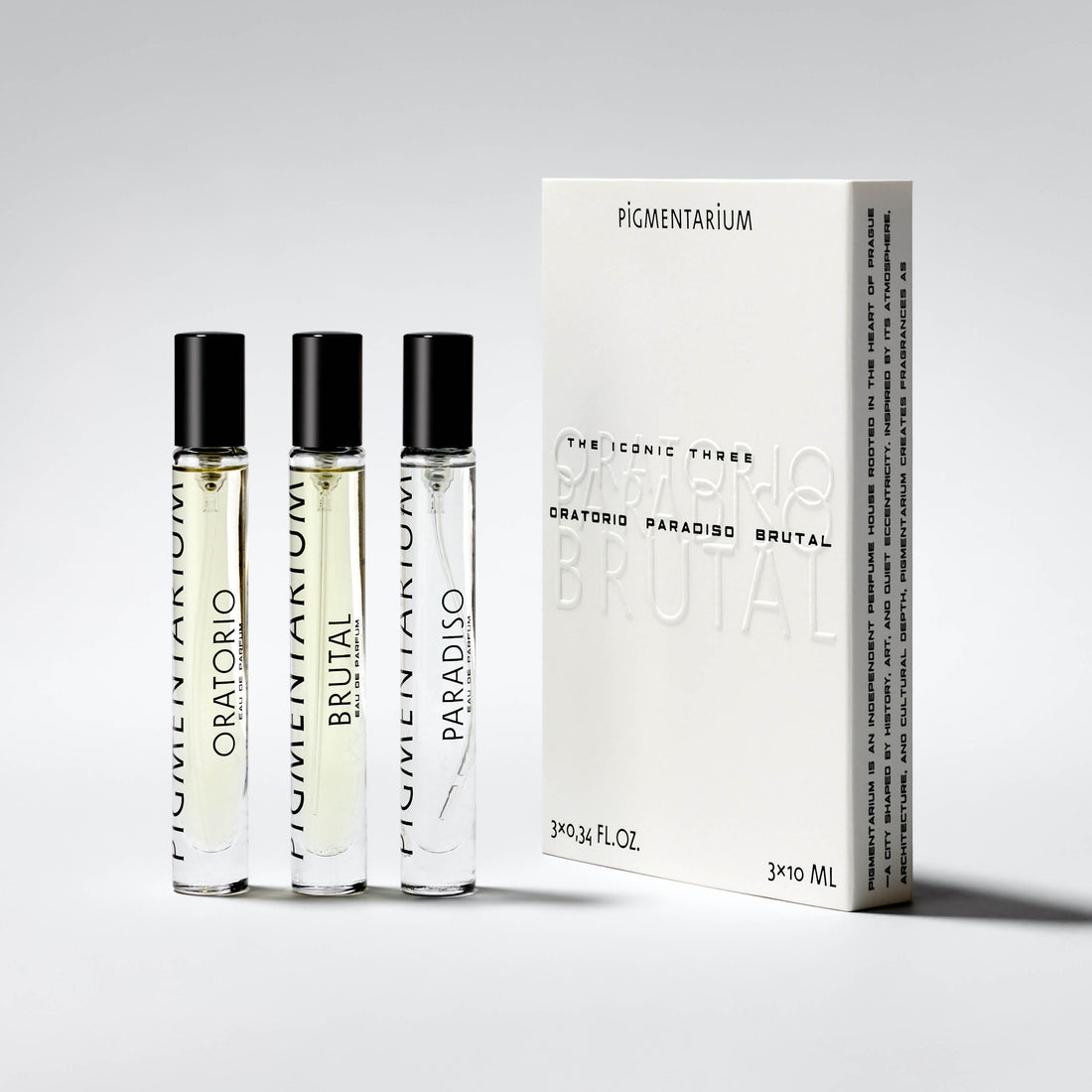 Pigmentarium "The Iconic Three" set tří parfémů (Paradiso, Oratorio, Brutal)