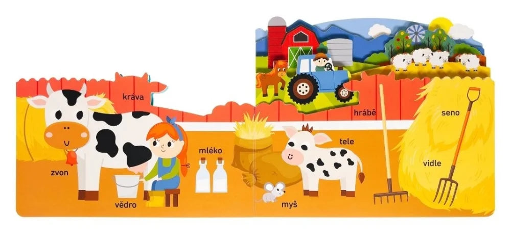Tvarované leporelo - Slova na farmě
